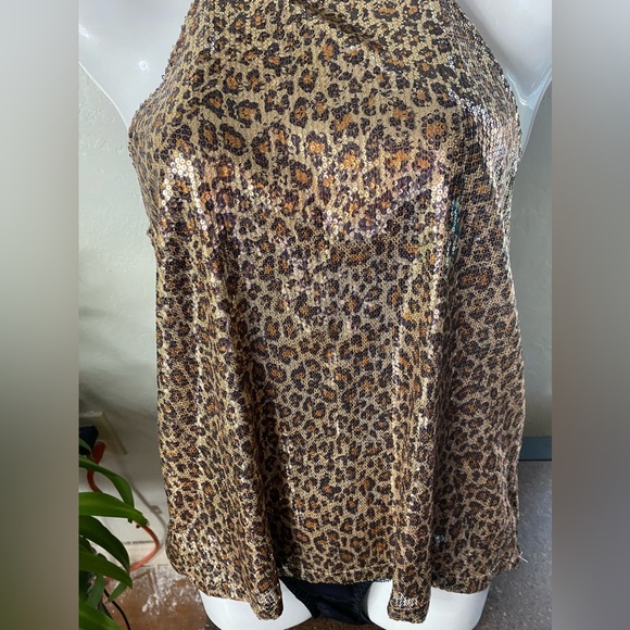Women’s NWT Cable & Gauge Sequined Animal Print Dress Top - Picture 4 of 16